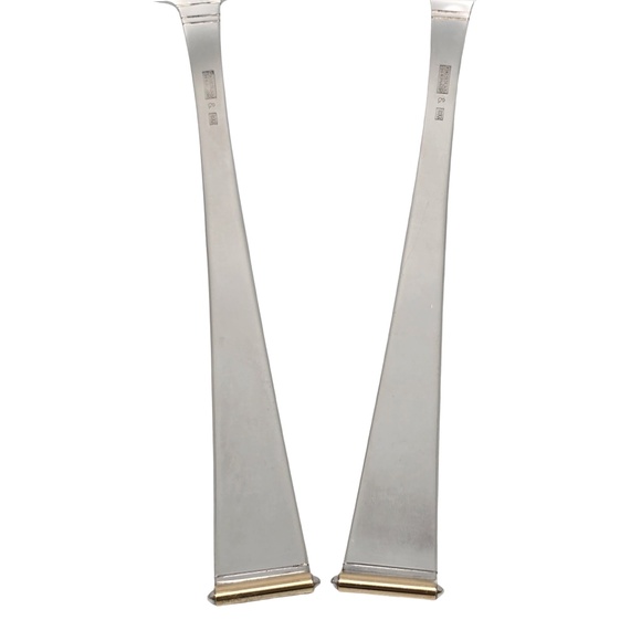 Gorham Gold Tip Sterling Silver Salad Serving Fork & Spoon Set #18802 - Picture 6 of 10